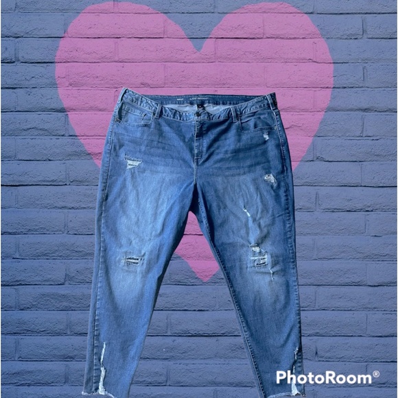 Lane Bryant Denim - Lane Bryant distressed ankle skinny jeans Fringe Boho Plus size 28R